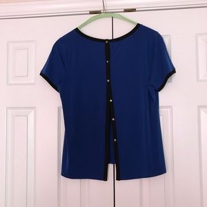 Blouse Blue with Black trim